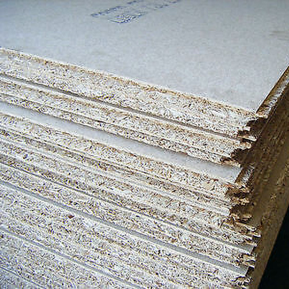 Stack of chipboard loft board